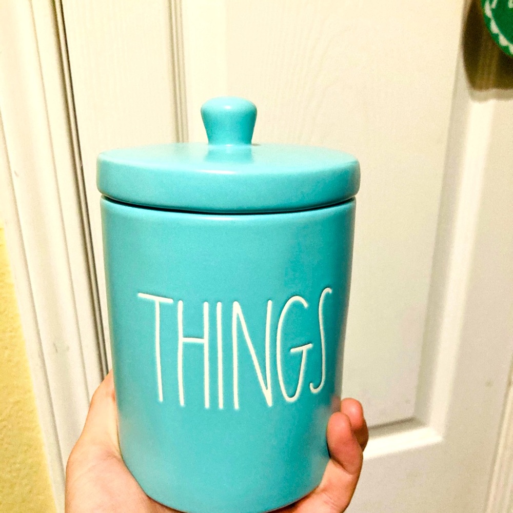 ❤️HTF Rae dunn Tiffany blue/teal things cannister